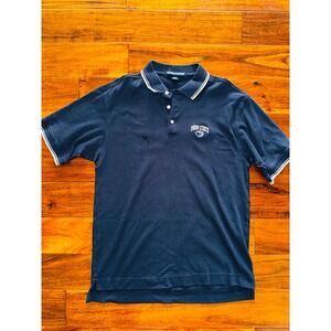 Devon & Jones Polo Shirt Mens Large Navy Blue Good Penn State Pima Cotton Tipped